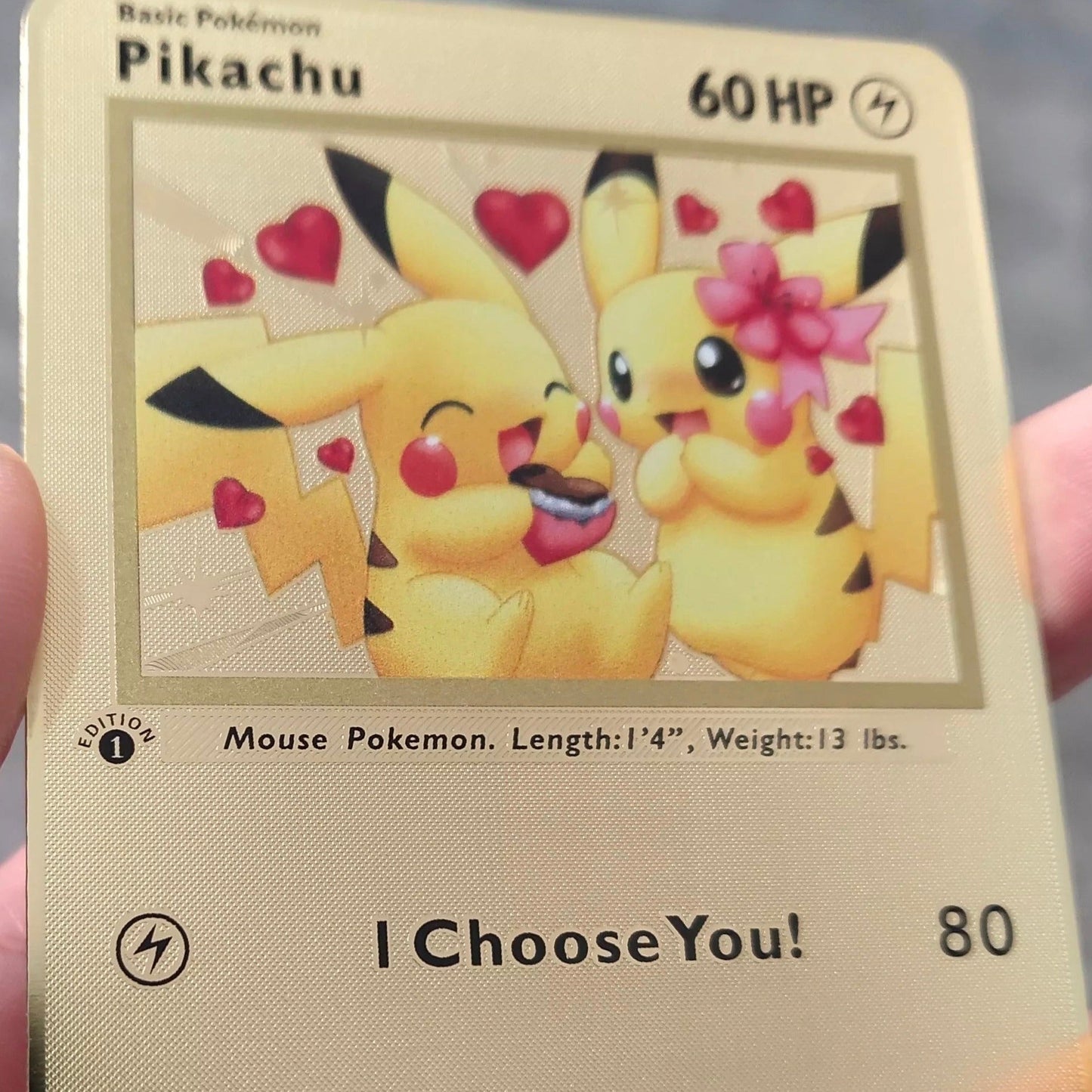 Pikachu- Pokemon Metallkarte als Geschenk für die Liebe