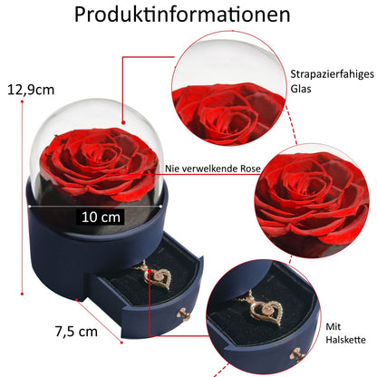 Ewige Rose mit Herzhalskette